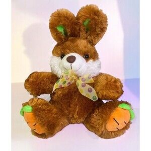 Calplush Bunny Rabbit Plush Carrot Feet Stuffed Animal Easter Sheer Pastel Bow